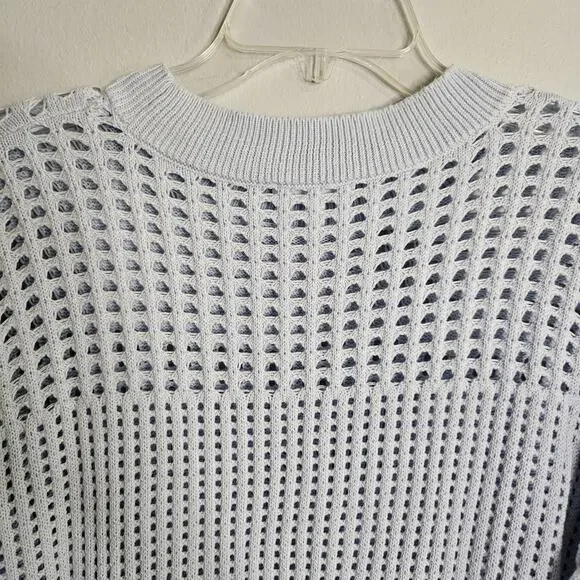 Haven Well Within Open Weave Cotton Sweater Knit Crewneck Light Blue Size L - Picture 5 of 9